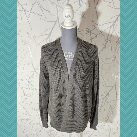 Urban Outfitters Gray Cotton Blend Ribbed Knit Open Front Cardigan - Picture 1 of 5